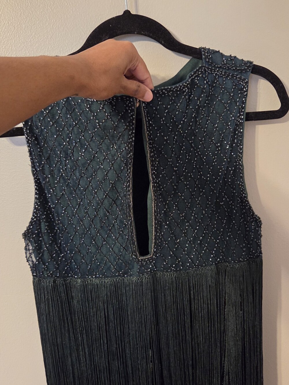BABEYOND 1920s Women's Green Flapper Dress Art Deco Beaded Fringe Cocktail XL - Picture 7 of 12